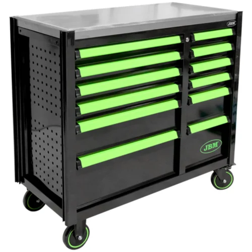 CARRINHO DE FERRAMENTAS COM 12 GAVETAS – VERDE – VAZIAS – JBM