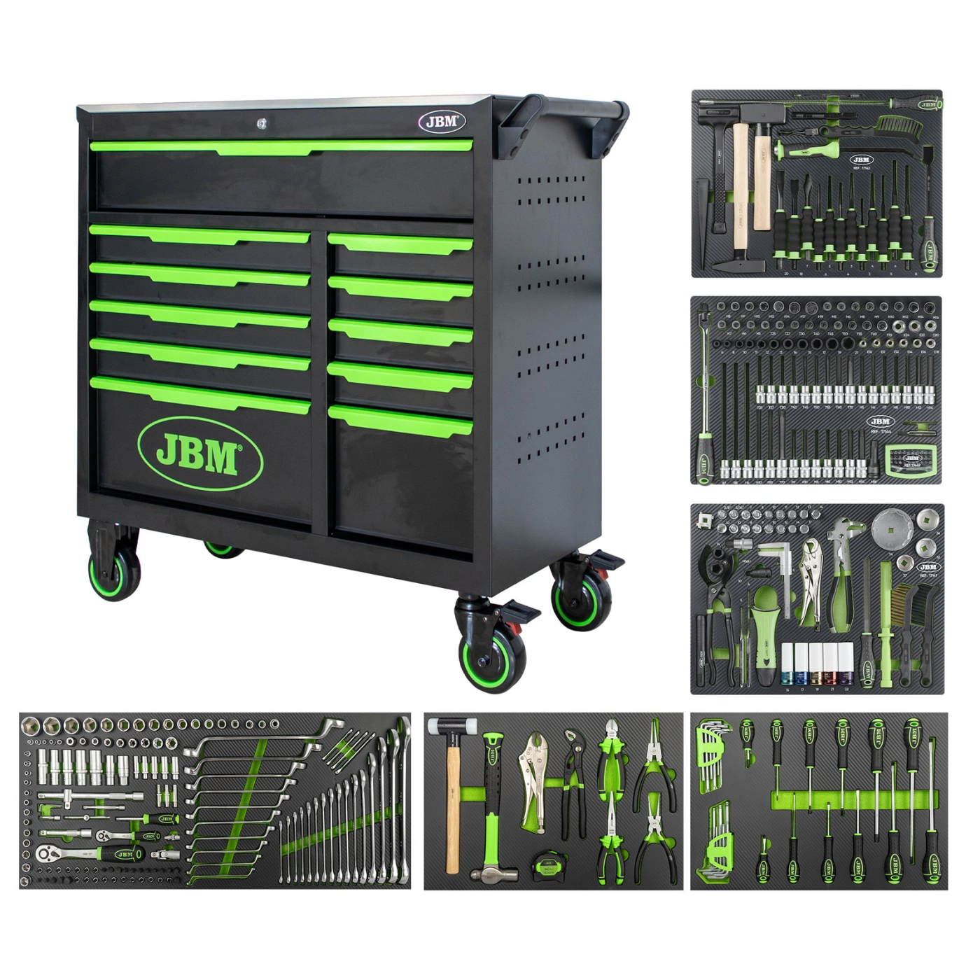 CARRINHO DE FERRAMENTAS 11 GAVETAS COM 332 FERRAMENTAS – JBM