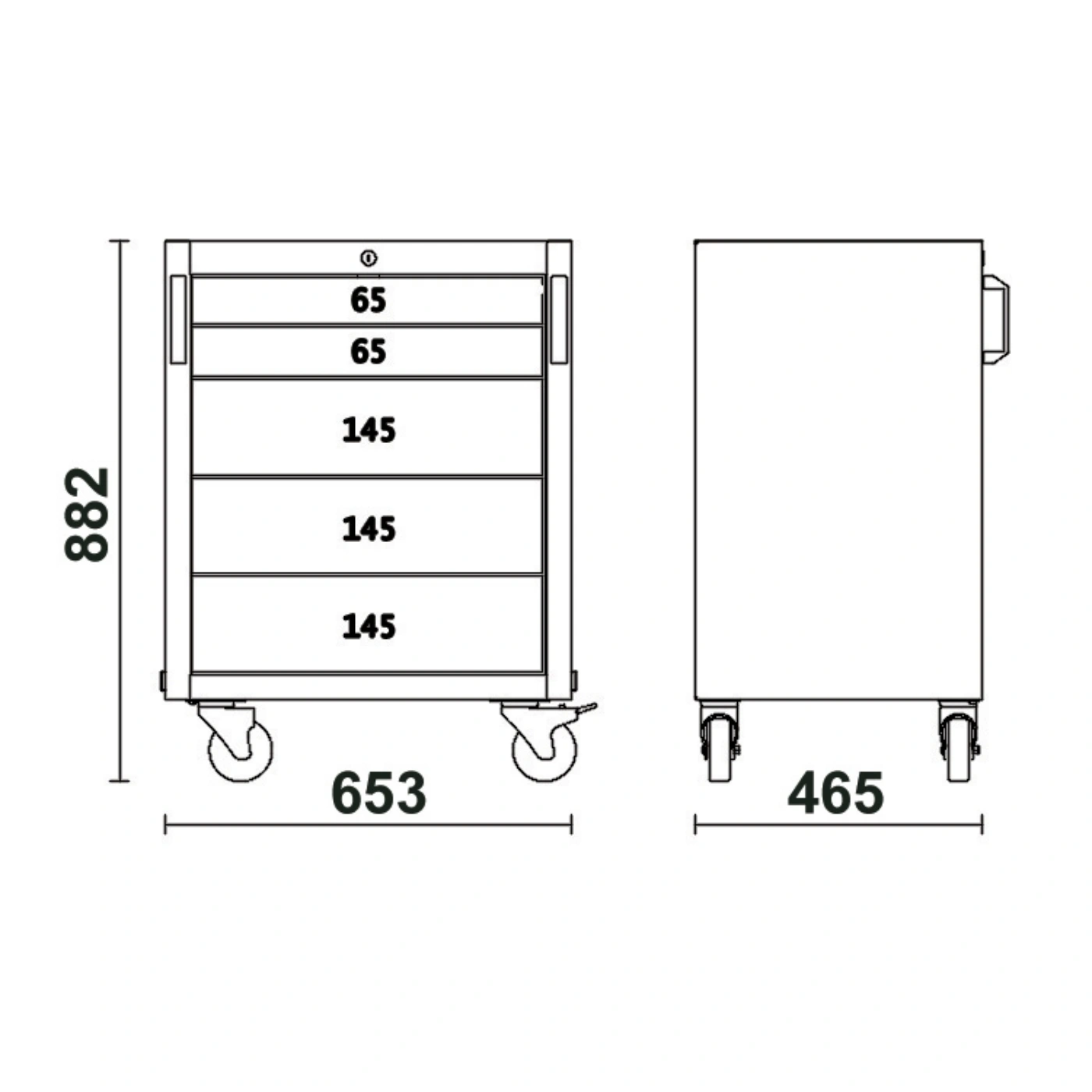 Carro de ferramentas com 5 gavetas C45PRO 2.0 C5 – BETA 2