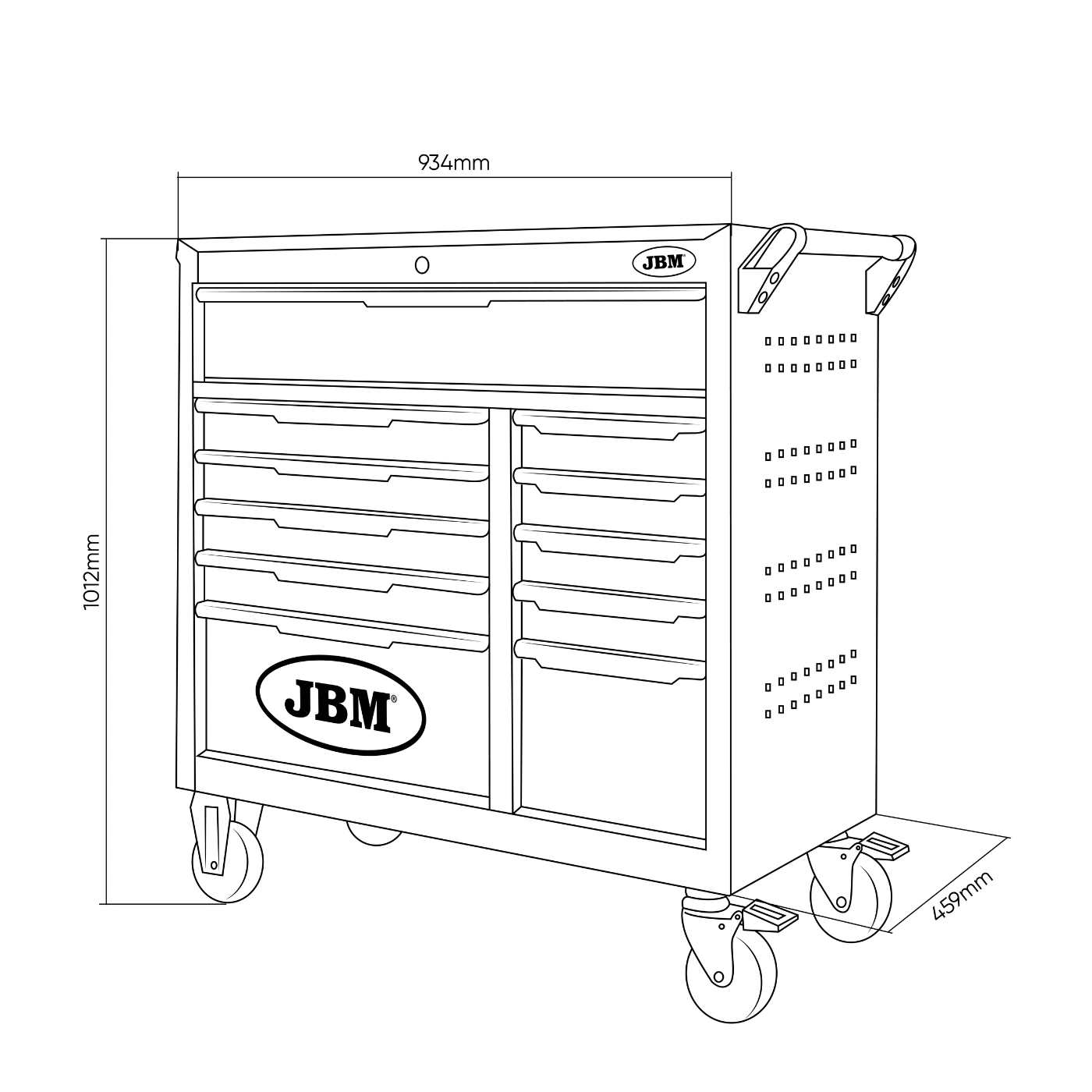 CARRINHO DE FERRAMENTAS 11 GAVETAS COM 332 FERRAMENTAS – JBM 2