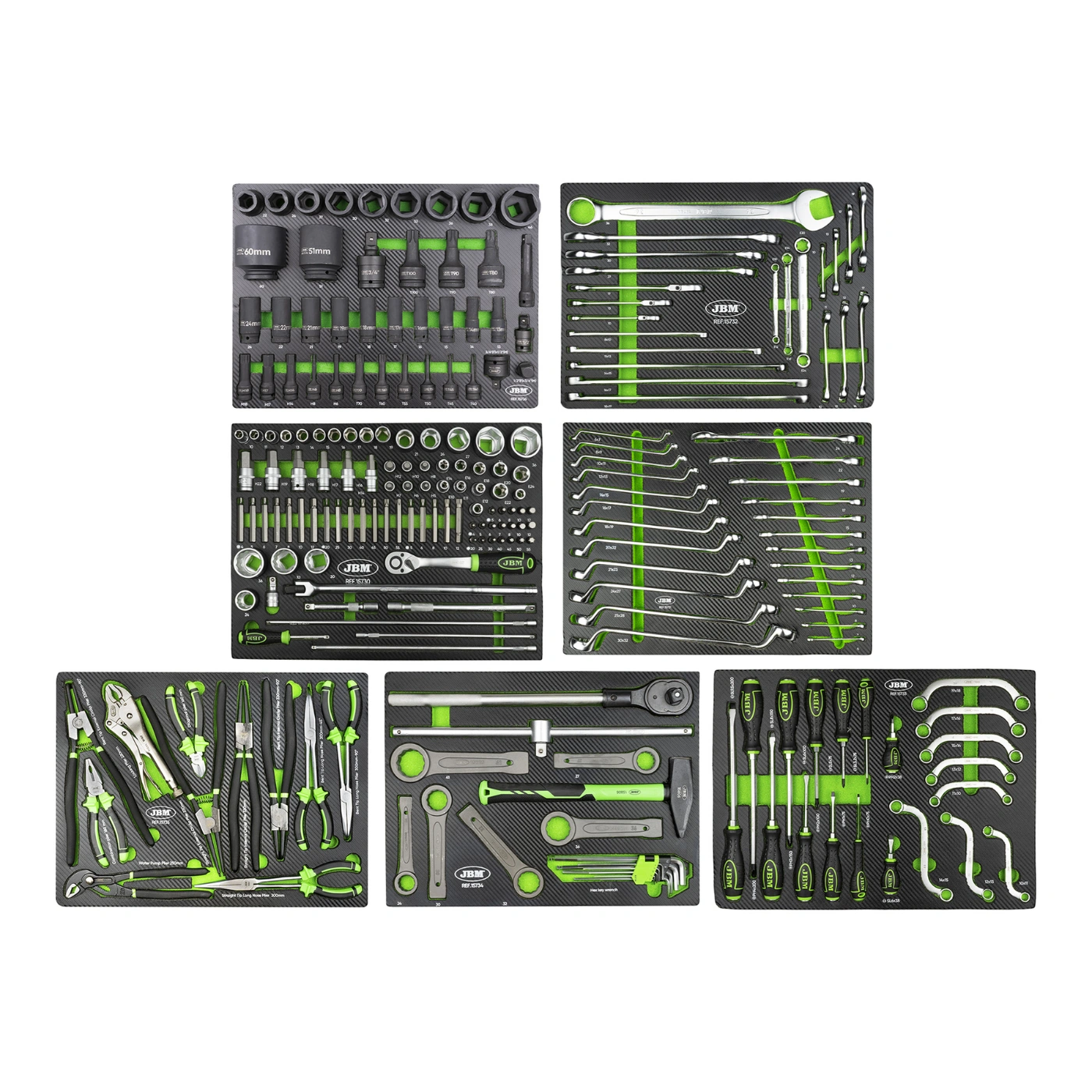 Carrinho de Ferramentas com 7 Gavetas Verde Especial Camião Equipado com 224 Peças – JBM 7 2