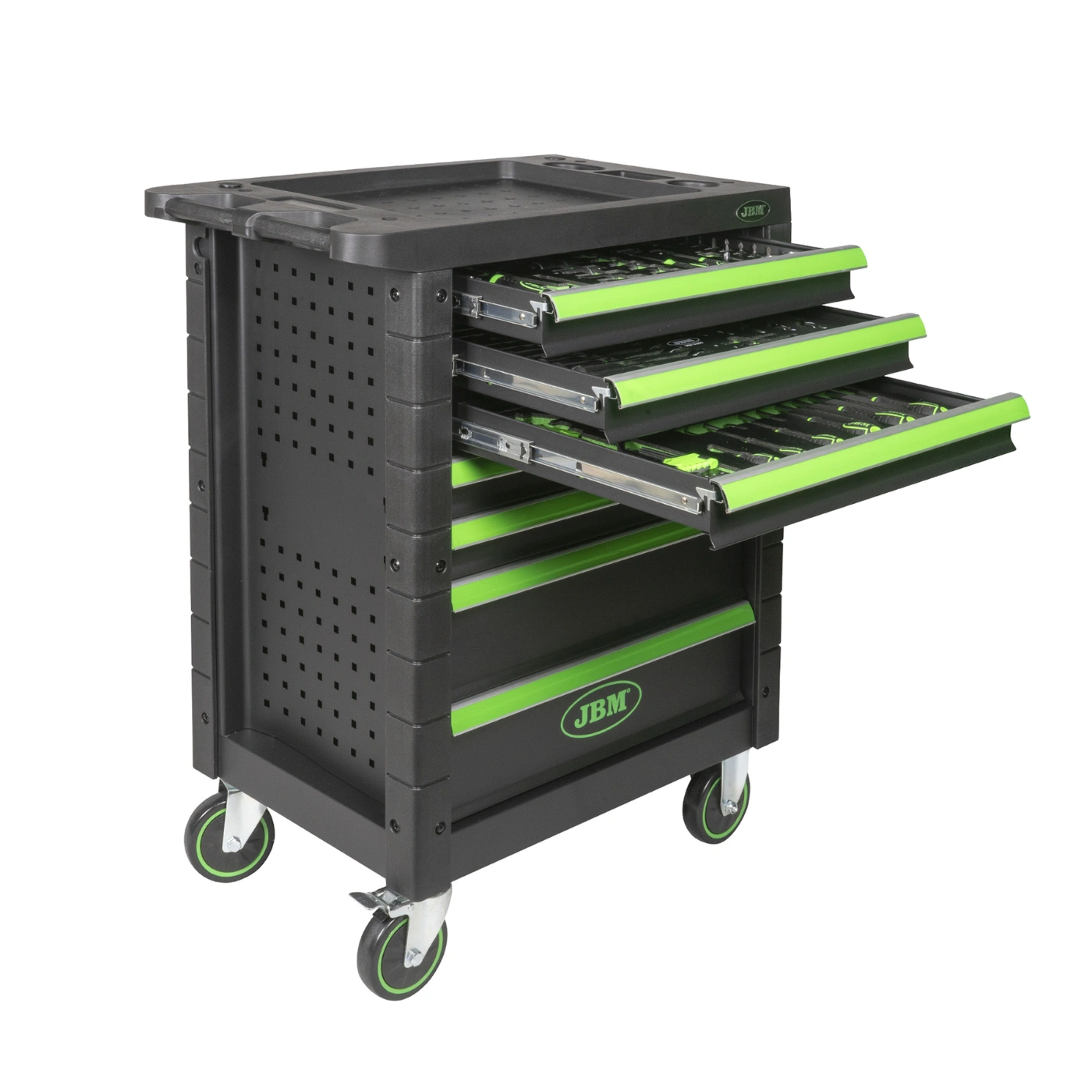 Carrinho de Ferramentas com 7 Gavetas Verde Especial Camião Equipado com 224 Peças – JBM 7 3