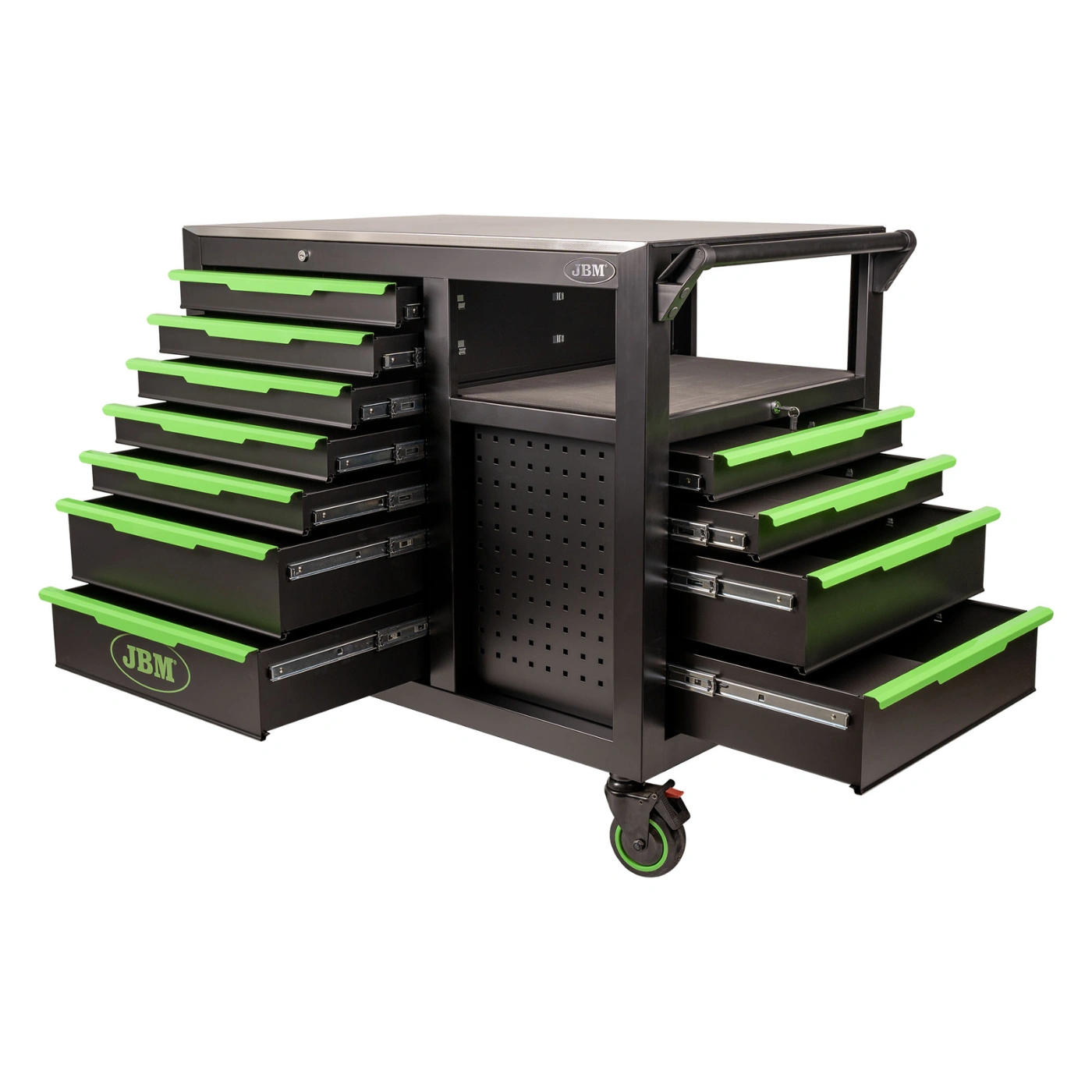 Carro de Ferramentas com 11 Gavetas (7 Frontais / 4 Laterais) Equipado com 331 Peças – JBM 4