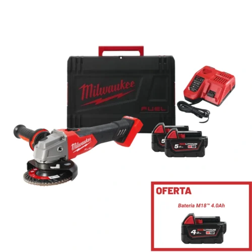 Rebarbadora de Acabamentos de 125mm M18 FSAG125X-0X + M18 NRG-502 – MILWAUKEE