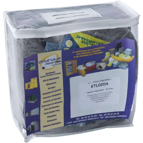 Absorvente de 20L para todos os líquidos - Kit de intervenção com 39 peças