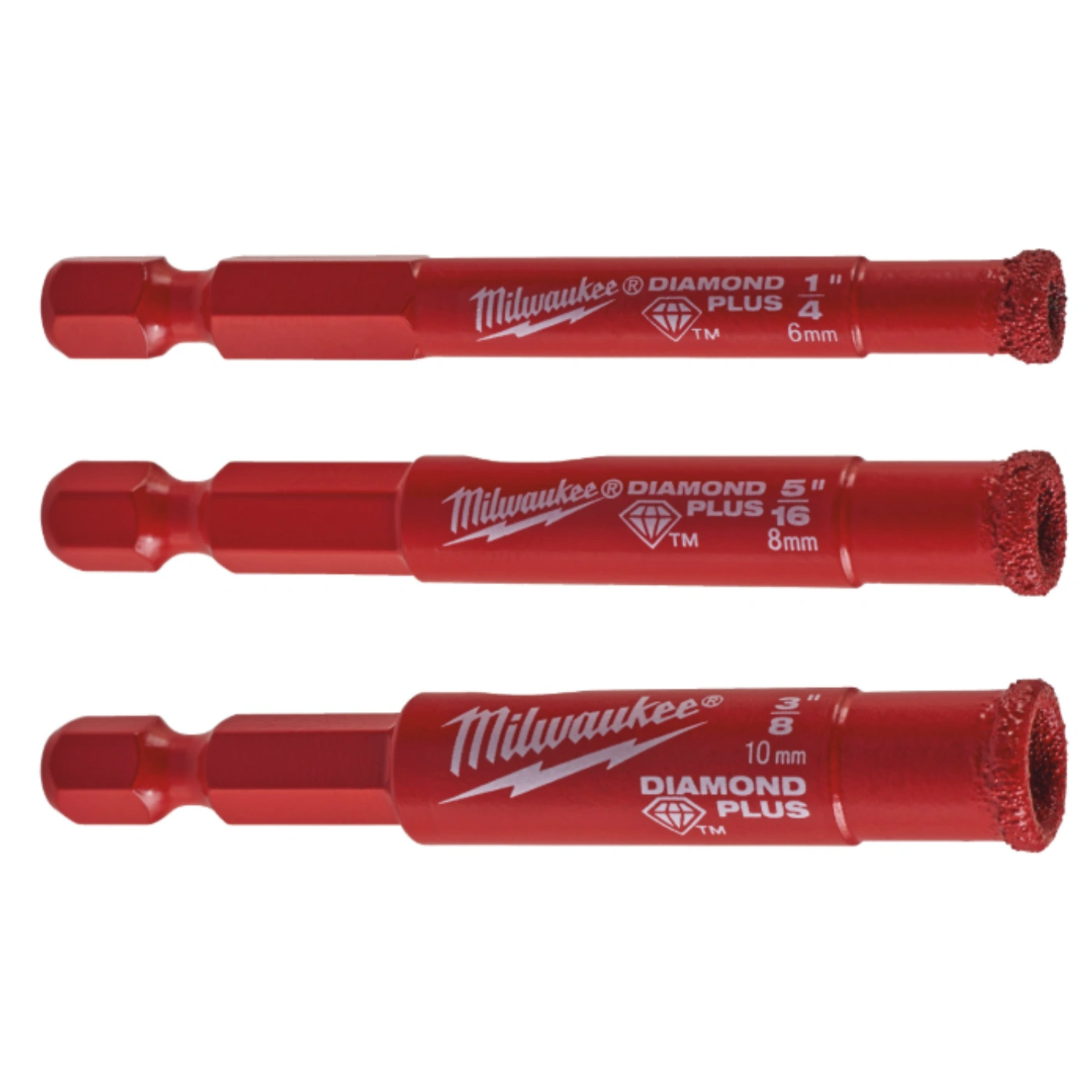 Jogo de 3 Brocas Diamond MAX com Encabadouro ¼” Hex - Milwaukee