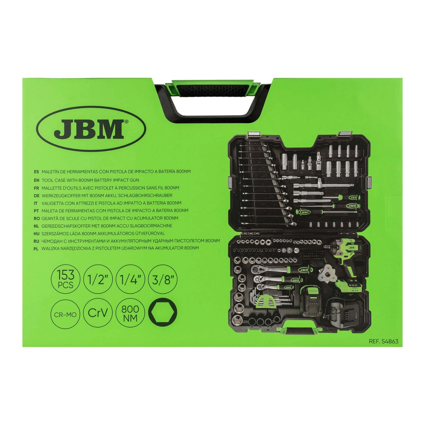 Mala de Ferramentas 153 Peças com Chave de Impacto 800Nm - JBM - 4